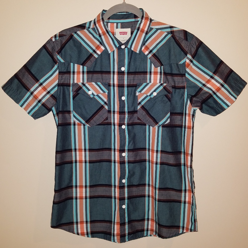 Levi's Short Sleeve Men's Small Button Down Plaid